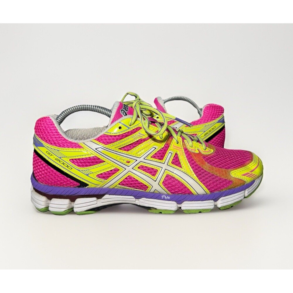 Asics GT-2000 Shoes Pink & Yellow Running Gym Sneakers Women’s Size 9.5 T2K7Q